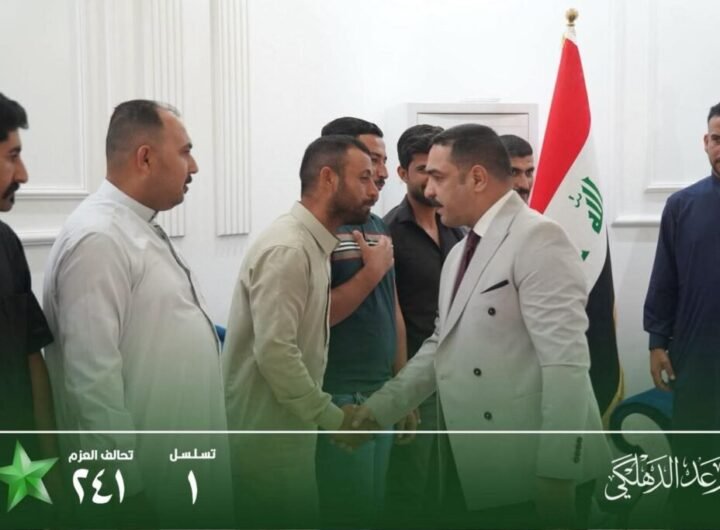 رعد الدهلكي يستقبل مجموعة من وجهاء ناحية بني سعد الذين أعلنوا دعمهم ومساندتهم، معربين عن شكرهم وتقديرهم لمواقفه الوطنية